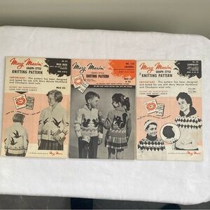 Lot of 3 Graph Style Bulky Zippered Cardigan Knitting Petterns for Boys & Girls